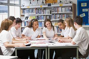 Students in a study group collaborating