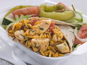Chicken And Rice Burrito With Salad
