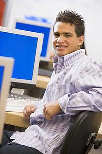 Male student in computer class