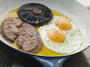 Foie Gras Eggs and Portabello Mushrooms