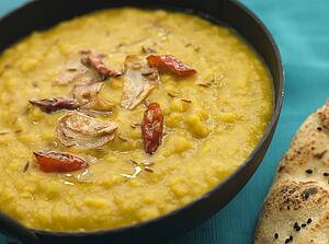 Bowl of Tarka Dal with Naan Bread