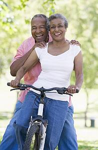 Senior couple on a bicycle