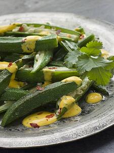 Fried Okra with Yoghurt and Coriander Curry