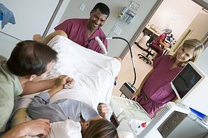 Doctor retrieving eggs from ovary using vaginal ultrasound
