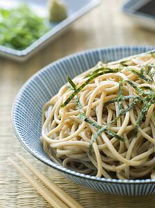 Bowl of Chilled Soba Noodles with Wasabi