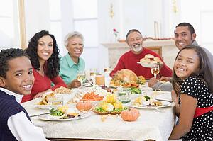 Family All Together At Christmas Dinner