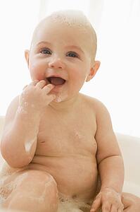 Baby in bubble bath