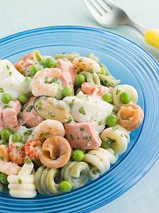 Seafood Pasta Spirals with Peas and Herbs