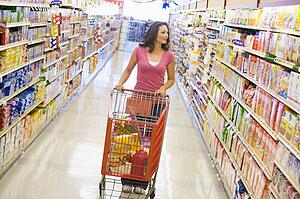 Woman shopping at a grocery store
