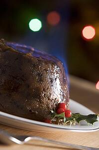 Christmas Pudding with a Brandy Flamb 