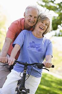 Senior couple on a bicycle