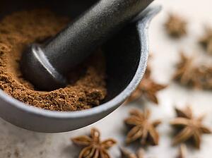 Ground Star Anise in a Pestle and Mortar