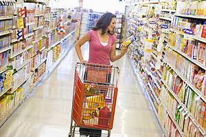 Woman shopping at a grocery store
