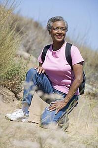 Senior woman on a walking trail