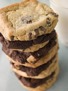 Stack Of Milk And Dark Chocolate Chip Cookies
