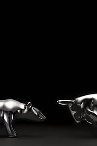 Bear And Bull Figurine Facing Each Other