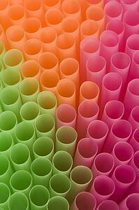 Close Up Of Fluro Drinking Straws