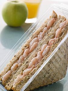 Prawn Marie Rose Sandwich On Granary Bread With An Apple And Orange Juice