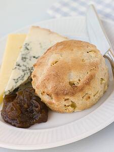 Cinnamon and Apple Scone with Stilton Cheddar and Chutney
