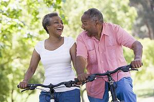 Senior couple on bicycles