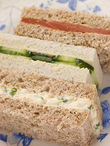 Afternoon Tea Finger Sandwiches- Egg and Cress Smoked Salmon and Cucumber