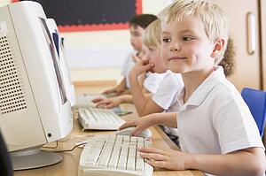 Students in class at computer terminals (depth of field)