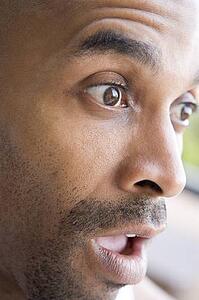 Head shot of surprised man