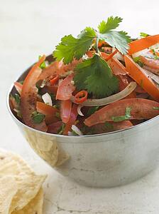 Dish of Tomato Red Onion and Coriander Relish