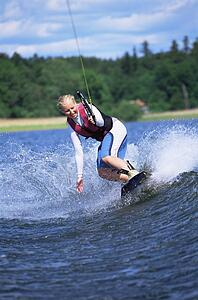 Woman waterskiing