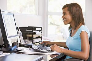 Teenage Girl Using Desktop Computer 