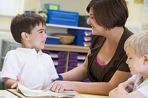 Students in class with teacher reading