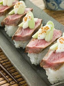 Beef Nigri with Horseradish and Wasabi Cream