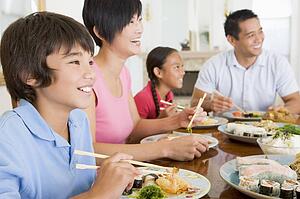 Family Eating A meal, mealtime Together 