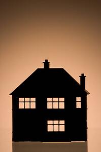 House Shape Against Orange Background