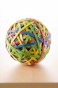 Rubber Band Ball Sitting On Desk