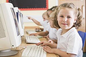 Students in class at computer terminals (depth of field)