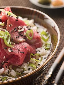 Bowl of Beef Fillet and Rice soup