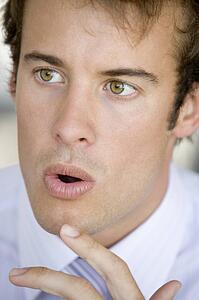 Head shot of surprised man