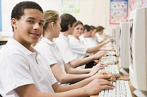 Students working on computer workstations