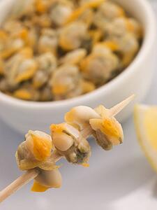 Pickled Cockles on a Cocktail Stick