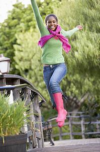 Teenage Girl Frolicking Outdoors