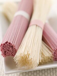 Clear and Pink Dried somen Noodles