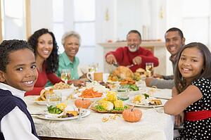 Family All Together At Christmas Dinner