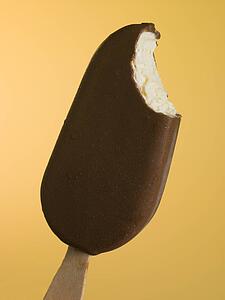 Close Up Of A Chocolate Coated Ice Block