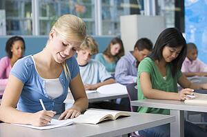 Students studying in geography class