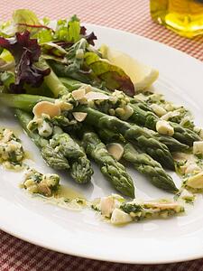 Asparagus Spears with Polonaise Vinaigrette and Salad Leaves