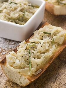 Confit of Onions on Toasted Baguette