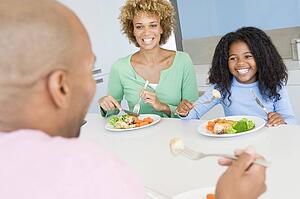 Family Eating A meal, mealtime Together 