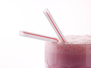 Strawberry Milkshake With Straws
