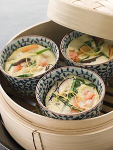 Steamed savoury Custards in a Steamer